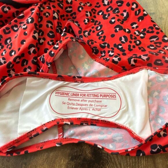NWOT Figleaves one piece swimsuit 38DD red cheetah print belted - Picture 9 of 9